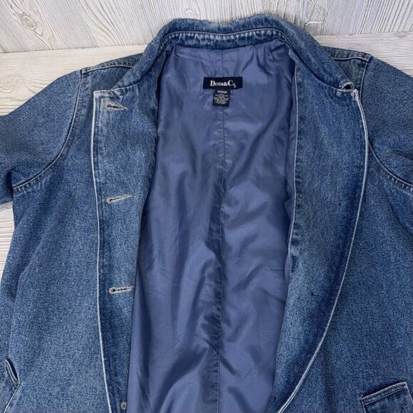 Denim & Co Long Barn Chore Coat Women's Medium, Trench Jean Lined Vintage Y2K - Picture 7 of 13